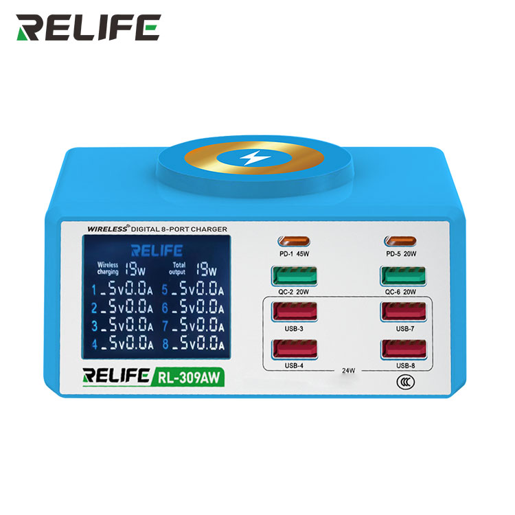 RELIFE RL-309AW Wireless digital display 8-port charger 100W